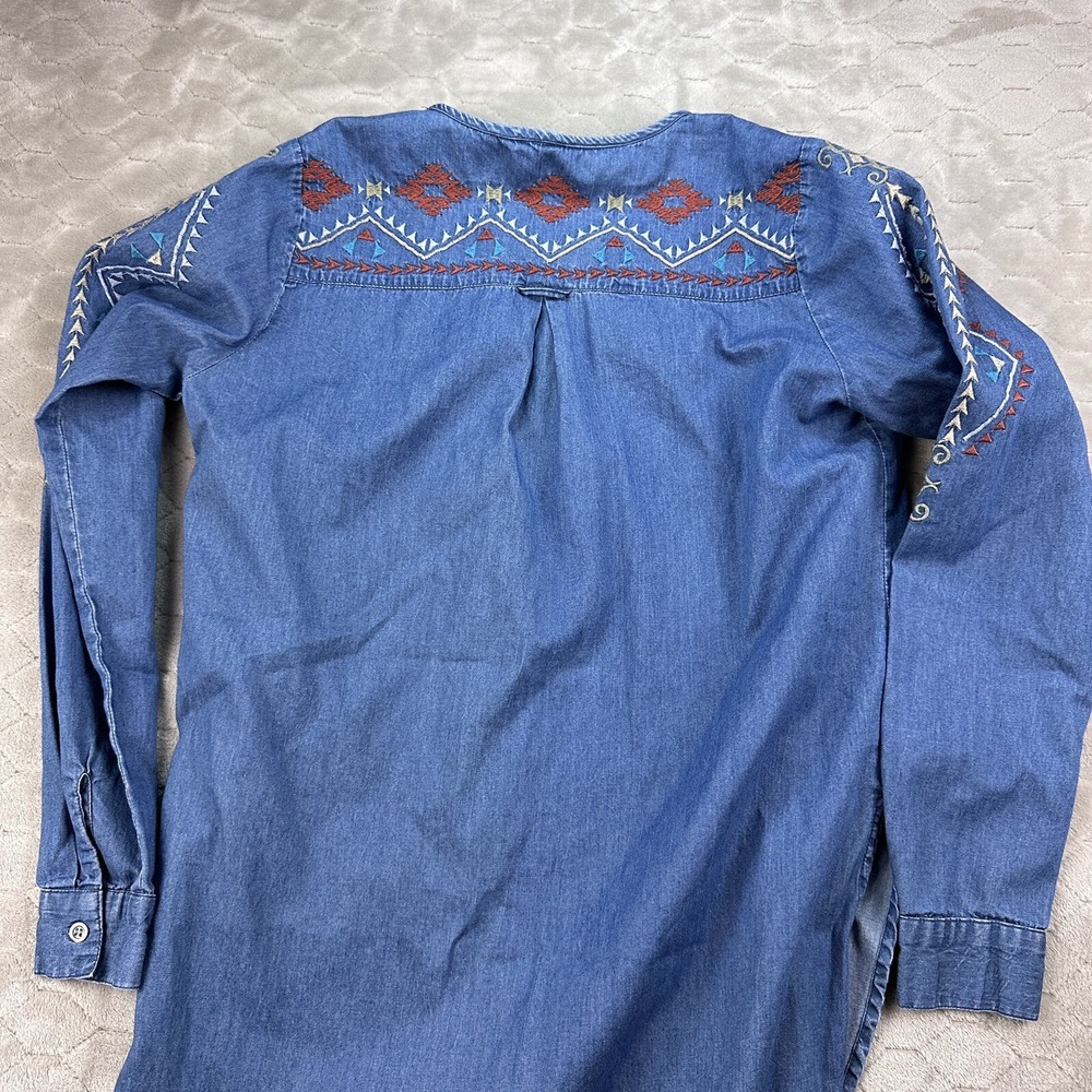 Roper Embroidered Denim Chambray Shirt Dress Western Cowgirl Size Sz S See Pics - Picture 11 of 13